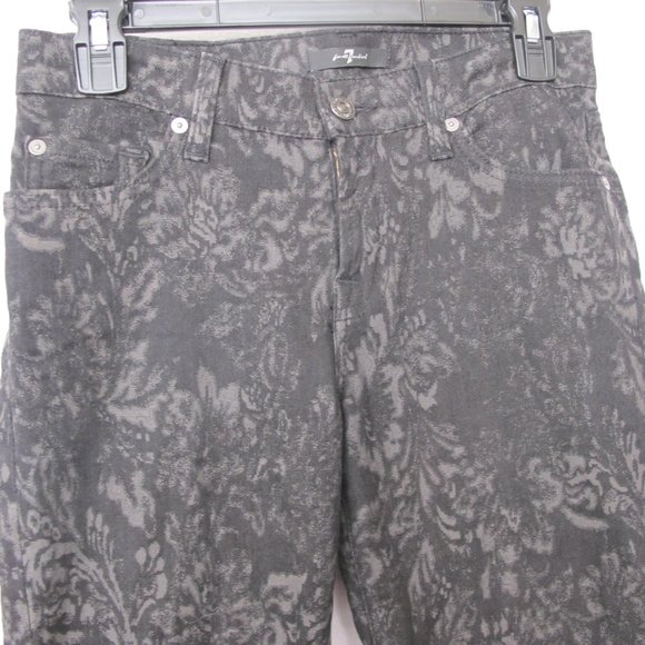 7 For All Mankind Black Patterned Skinny Jeans - Picture 6 of 13